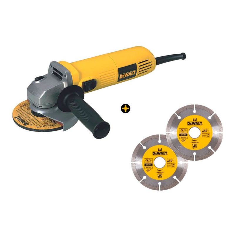 S.OF. MINI AMOLADORA 115mm 730W Y 2 DISCOS DWE4016D2-QS DEWALT