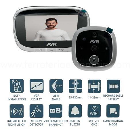 ⇒ Mirilla digital ayr wifi 763 cromo ▷ Precio. ▷ Comprar con