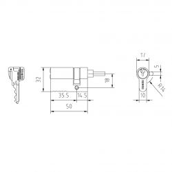 Cilindro modelo 6 tamaño 14mm acabado latón marca MCM