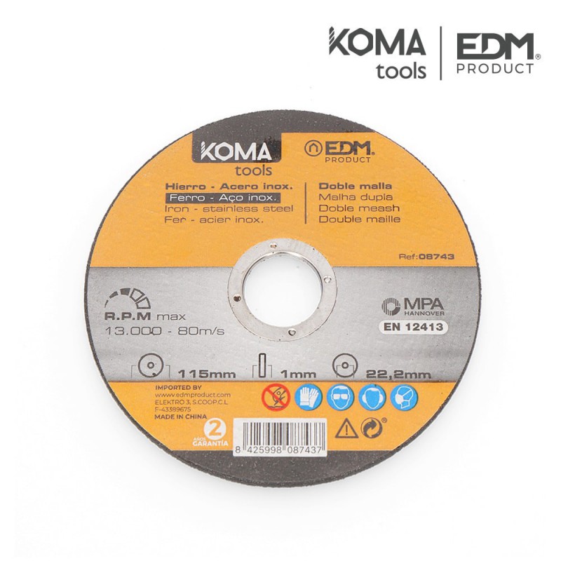 Disco acero para hierro y acero inoxidable marca Koma Tools