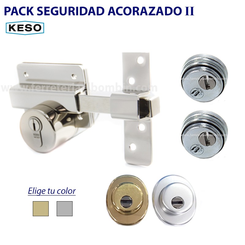 Pack de seguridad acorazado con cilindro Keso , 2 protectores anti tubo Pack de seguridad acorazado con cilindro Keso , 2 protectores anti tubo