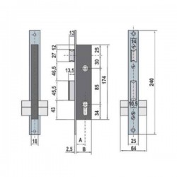 Medidas de la cerradura 5530-32 Lince